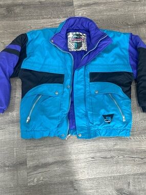 VTG Pacific Trail Teal, Purple & Black Puffer Jacket for boys or Men xs